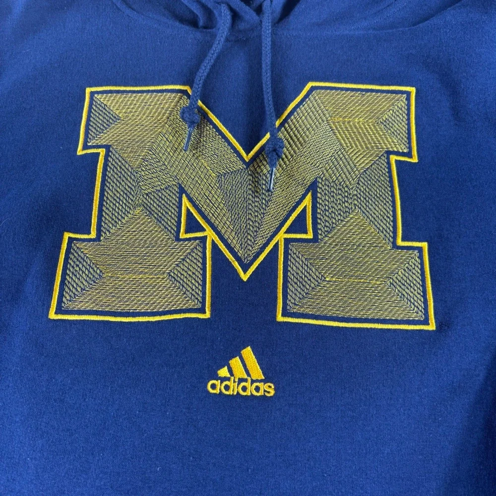 Adidas Hoodie Mens 2XL Navy Blue Michigan Wolverines Embroidered NCAA Sweatshirt